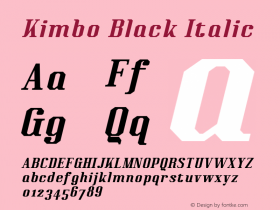 Kimbo-BlackItalic Version 1.100 Font Sample