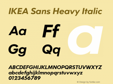 IKEA Sans Heavy Italic Version 1.06 Font Sample