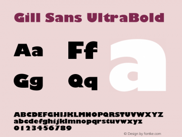 Gill Sans UltraBold 9.0d6e1 Font Sample