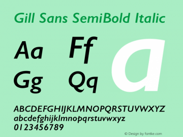 Gill Sans SemiBold Italic 9.0d6e1 Font Sample
