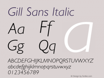 Gill Sans Light Italic 9.0d6e1 Font Sample