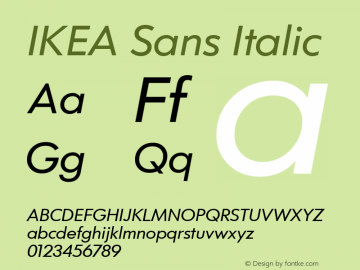 IKEA Sans Italic Version 1.06 Font Sample