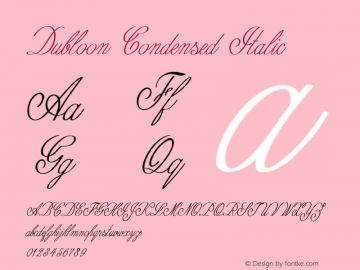 Dubloon-CondensedItalic Version 1.000 Font Sample