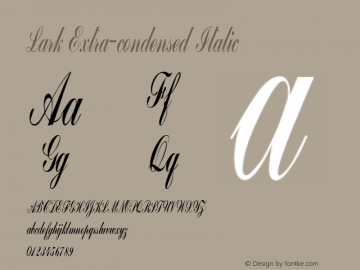 Lark-ExtracondensedItalic Version 1.000 Font Sample