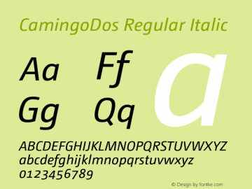 CamingoDos-RegularItalic Version 2.000 Font Sample