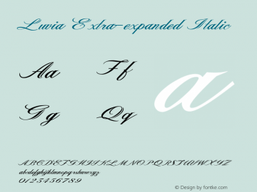 Luvia-ExtraexpandedItalic Version 1.000 Font Sample