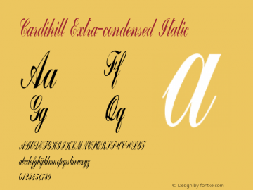 Cardihill-ExtracondensedItalic Version 1.000 Font Sample