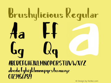 Brushylicious Version 1.0 -  by Pollux of Geminorum Type Foundry Font Sample