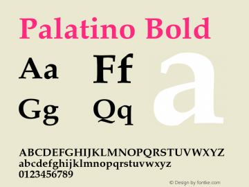 Palatino Bold 9.0d1e1 Font Sample