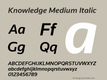 Knowledge-MediumItalic 1.000 Font Sample
