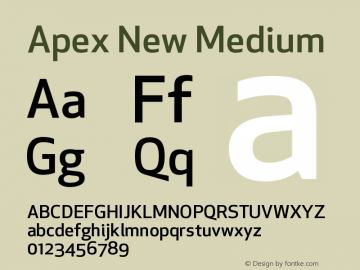 ApexNew-Medium Version 1.001 2006, Revised version replacing Apex Sans Font Sample