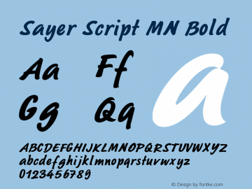 Sayer Script MN Bold Version 001.003 Font Sample