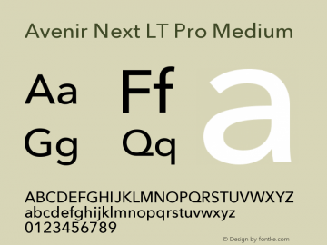 AvenirNextLTPro-Medium Version 2.1;2007 Font Sample