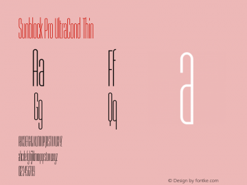 Sunblock Pro UltraCond Thin Version 1.000 Font Sample