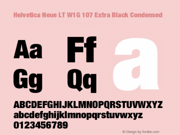 HelveticaNeueLTW1G-XBlkCn Version 1.100;PS 001.001;hotconv 1.0.38 Font Sample