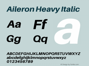 Aileron Heavy Italic Version 1.102;PS 001.102;hotconv 1.0.70;makeotf.lib2.5.58329 Font Sample