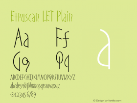 Etruscan LET Plain:1.0 1.0 Font Sample