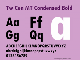 Tw Cen MT Condensed Bold Version 1.02 Font Sample