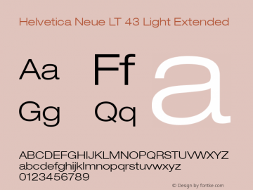 Helvetica LT 43 Light Extended Version 6.70; 2006 Font Sample