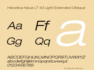 Helvetica LT 43 Light Extended Oblique Version 6.70; 2006图片样张