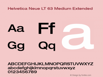 Helvetica LT 63 Medium Extended Version 6.70; 2006 Font Sample