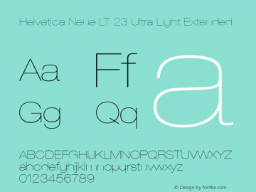 Helvetica LT 23 Ultra Light Extended Version 1.70; 2006 Font Sample