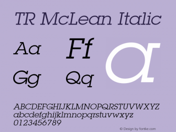 TR McLean  Italic 1.0 Fri Jan 29 16:25:58 1993 Font Sample