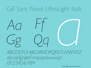 Gill Sans Nova UltraLight Italic Version 1.00图片样张