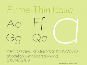 Firme-ThinItalic Version 1.200 Font Sample