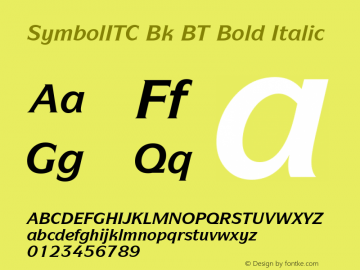 SymbolITC Bk BT Bold Italic mfgpctt-v4.4 Dec 7 1998图片样张
