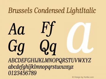 Brussels Condensed LightItalic Version 1.2图片样张