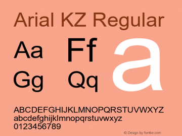 Arial KZ Version 2.50 KZ Font Sample