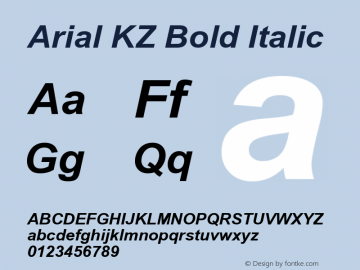 Arial KZ Bold Italic Version 2.50 KZ图片样张