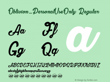 Oblivion_PersonalUseOnly Version 001.000 Font Sample