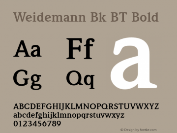 Weidemann Bk BT Bold mfgpctt-v1.59 Friday, March 5, 1993 1:28:35 pm (EST) Font Sample