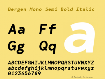 Bergen Mono Semi Bold Italic Version 1.000图片样张