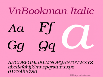 VnBookman Italic 001.003 Font Sample