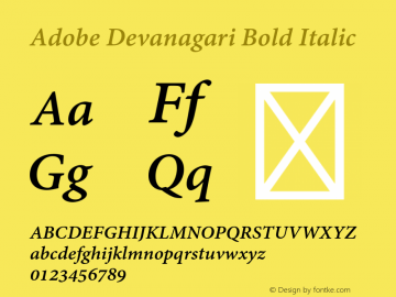 AdobeDevanagari-BoldItalic Version 1.030图片样张