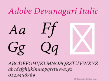 AdobeDevanagari-Italic Version 1.030图片样张
