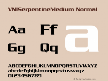 VNISerpentineMedium Normal Macromedia Fontographer 4.1 7/12/2003图片样张