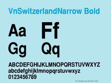 VnSwitzerlandNarrow Bold 001.003 Font Sample