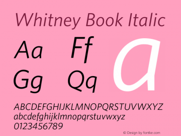 Whitney-BookItalic Version 1.201 Font Sample