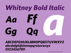 Whitney-BoldItalic Version 1.201 Font Sample