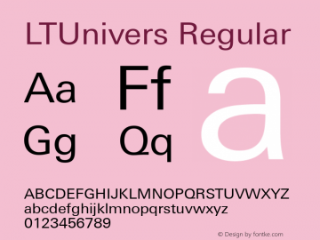 LTUnivers 430 BasicReg Version 003.000 Font Sample