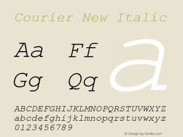 Courier New Italic MS core font:v2.00图片样张