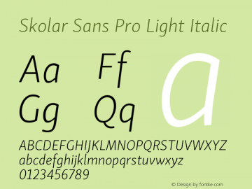 SkolarSansPro-LightItalic Version 1.000;PS 001.001;hotconv 1.0.56 Font Sample