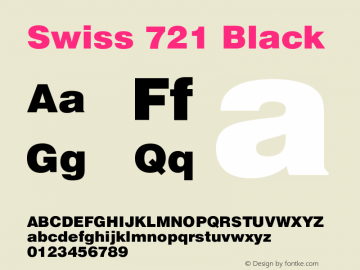 Swiss 721 Black Version 003.001 Font Sample