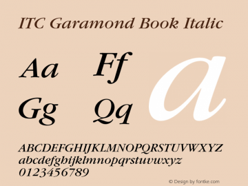 Garamond-BookItalic Version 001.000 Font Sample