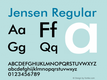 Jensen Regular Unknown Font Sample