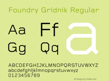 FoundryGridnik-Regular Version 001.000 Font Sample